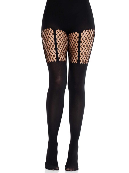 Collant coprenti con effetto reggicalze e dettaglio in rete