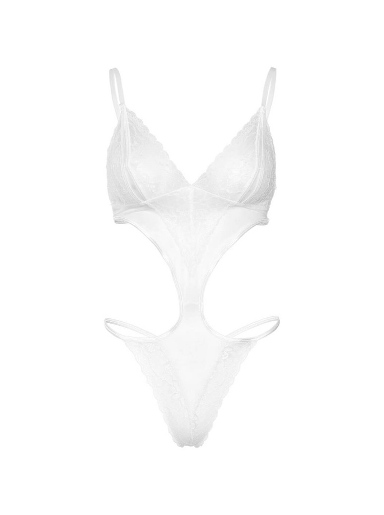 Body bianco con fiocco e ritagli in pizzo