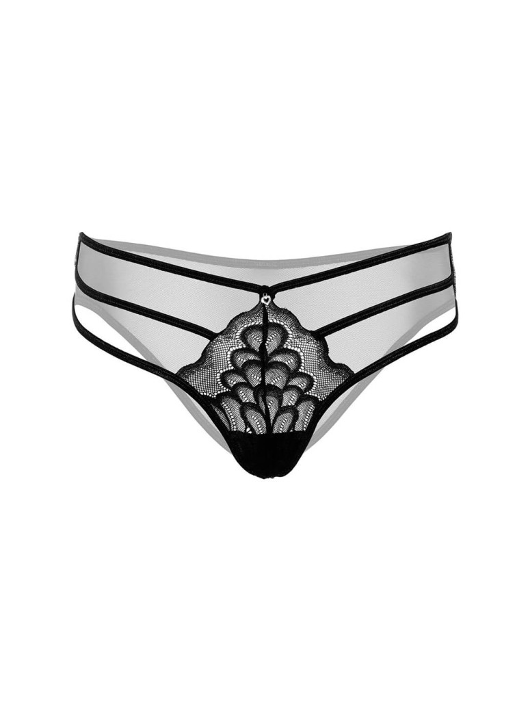 Slip a V in pizzo con tre stringhe e tulle nero o rosso Daring Intimates