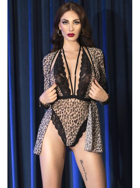 sensuale body leopardato con scollatura a V e schiena nuda sensuale body leopardato con scollatura a V e schiena nuda