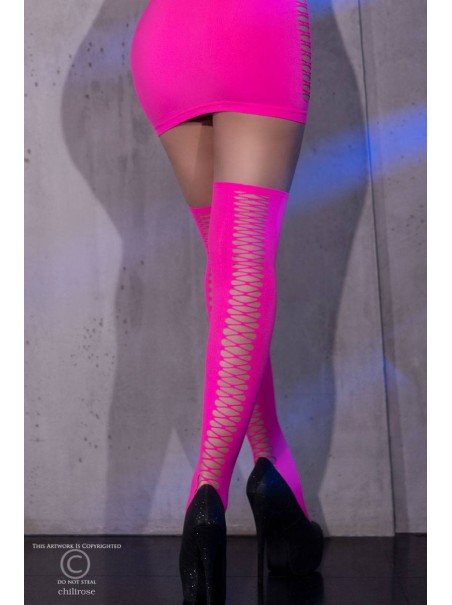 sexy autoreggenti rosa acceso con stringhe posteriori