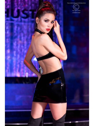 sensuale abitino in tessuto lucido con provocanti aperture e perizoma coordinato 2