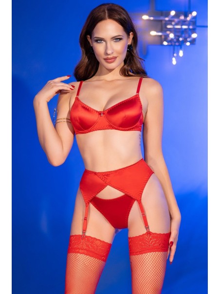 elegante set 4 pezzi in raso rosso con calze incluse