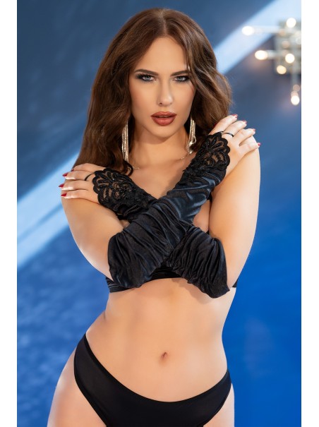 sexy guanti con dita libere in raso nero decorati da perline e paillettes sexy guanti con dita libere in raso nero decorati da perline e paillettes