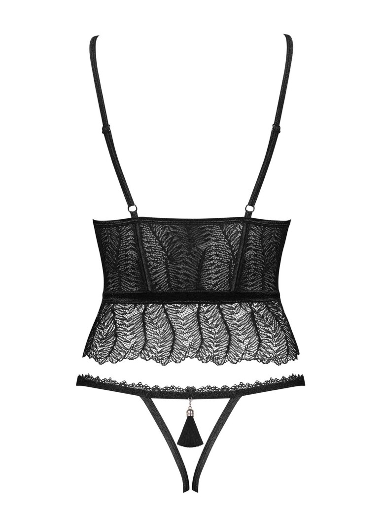 Obsessive Lingerie sexy corsetto carioca con perizoma aperto Romanesa