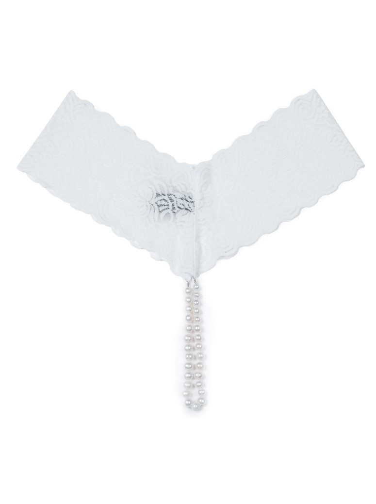 meraviglioso perizoma in pizzo bianco con perle naturali completo di mini vibratore