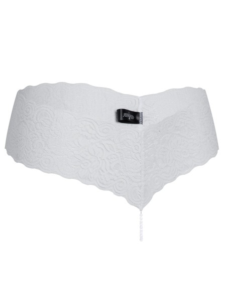 meraviglioso perizoma in pizzo bianco con perle naturali completo di mini vibratore