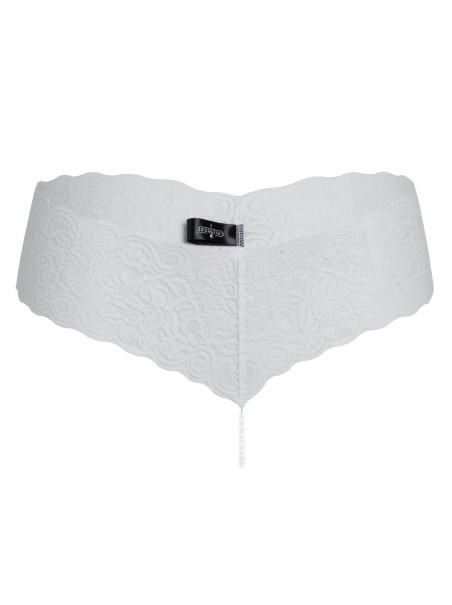 meraviglioso perizoma in pizzo bianco con perle naturali completo di mini vibratore