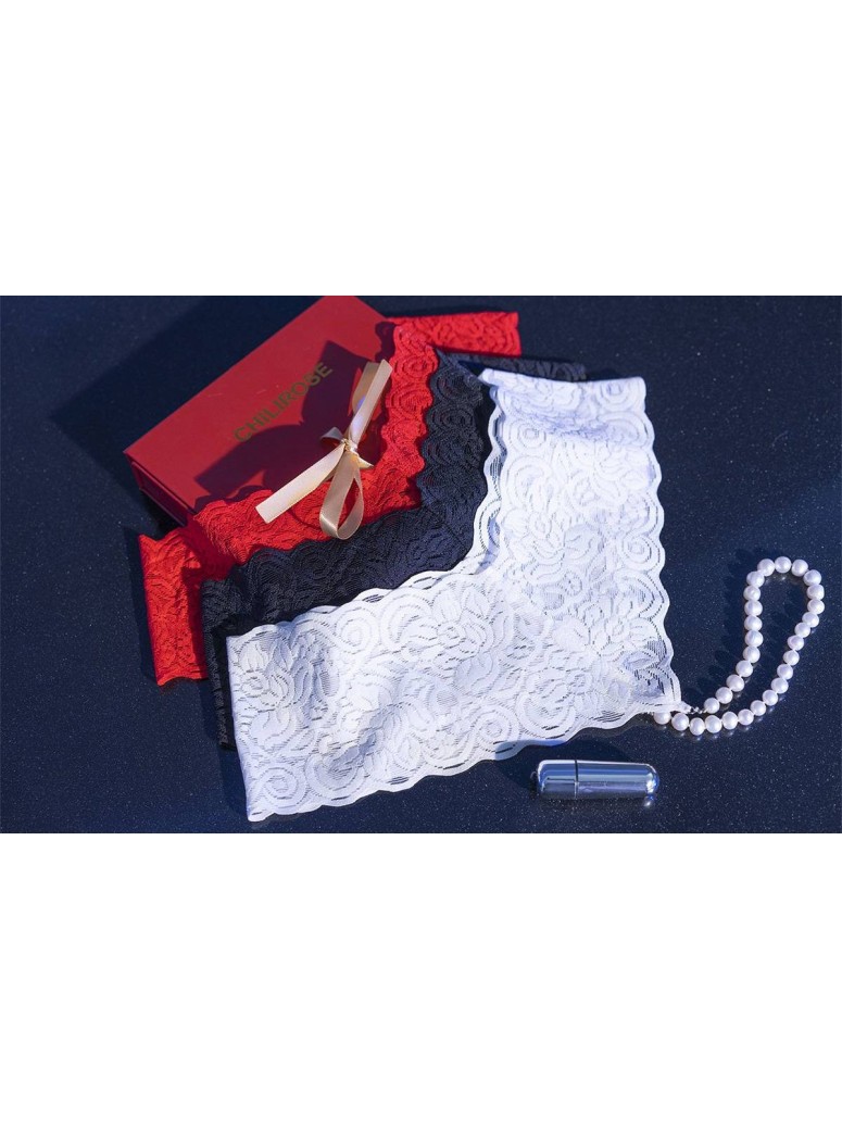 meraviglioso perizoma in pizzo bianco con perle naturali completo di mini vibratore