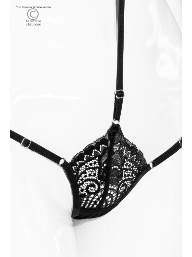audace perizoma in pizzo nero con girocollo effetto body