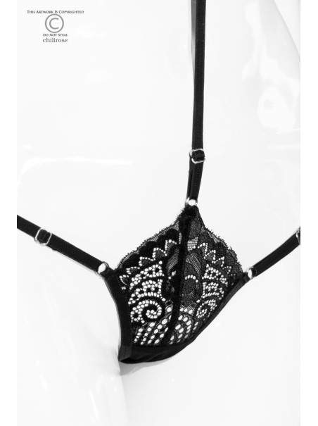 audace perizoma in pizzo nero con girocollo effetto body