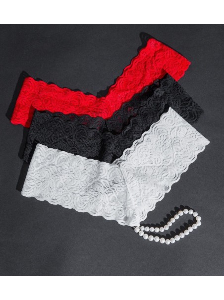 meraviglioso perizoma in pizzo nero con perle naturali completo di mini vibratore