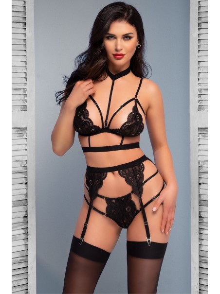 sensuale set 4 pezzi con perizoma aperto completo di calze sensuale set 4 pezzi con perizoma aperto completo di calze