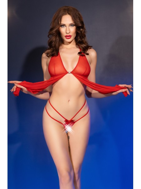 intrigante babydoll rosso completo di perizoma aperto e frustino intrigante babydoll rosso completo di perizoma aperto e frustino