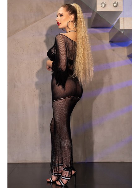 intrigante set nero con reggiseno top a rete e gonna intrigante set nero con reggiseno top a rete e gonna
