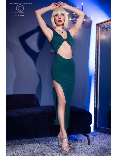 sensuale abito verde con provocante spacco incluso di perizoma a Y sensuale abito verde con provocante spacco incluso di perizoma a Y