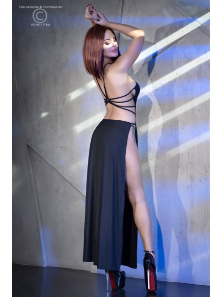 sexy abito lungo con provocanti spacchi laterali e perizoma coordinato