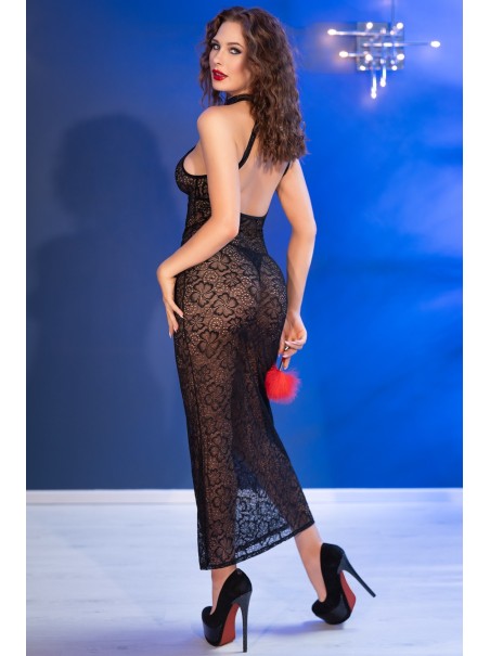 sensuale babydoll lungo in pizzo nero con tickler e perizoma inclusi sensuale babydoll lungo in pizzo nero con tickler e perizoma inclusi