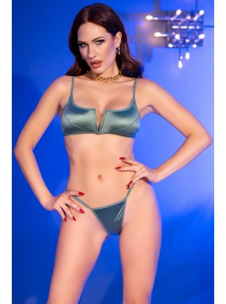 sexy completino due pezzi color menta con ferretto e scollatura a V