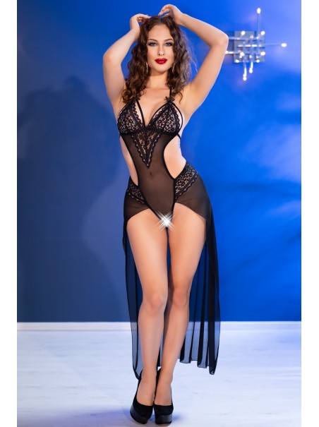 sensuale body aperto all'inguine con strascico in tulle sensuale body aperto all'inguine con strascico in tulle