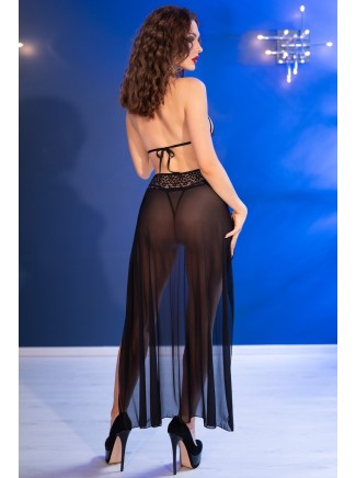 sensuale body aperto all'inguine con strascico in tulle 2