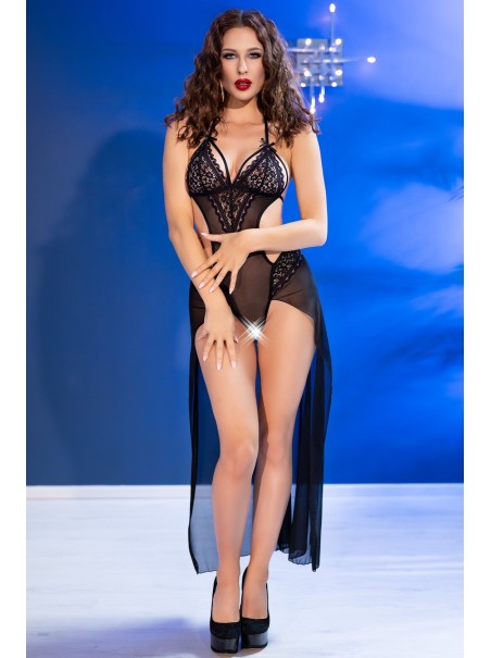 sensuale body aperto all'inguine con strascico in tulle sensuale body aperto all'inguine con strascico in tulle