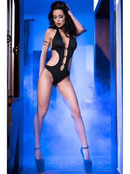 intrigante body con sensuali scollature ed anelli metallici