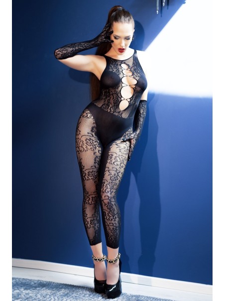 intrigante bodystocking con guanti coordinati