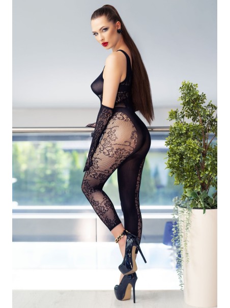 intrigante bodystocking con guanti coordinati