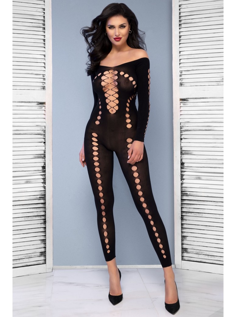 accattivante bodystocking opaca con sexy aperture