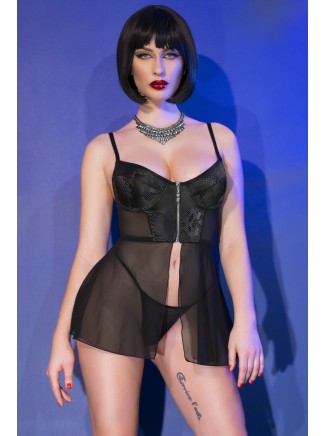 sensuale corsetto pitonato effetto babydoll completo di perizoma