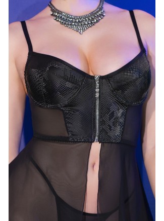 sensuale corsetto pitonato effetto babydoll completo di perizoma 2