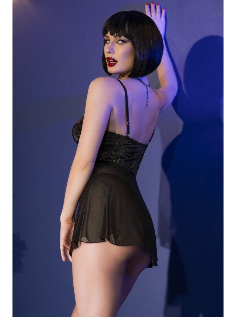 sensuale corsetto pitonato effetto babydoll completo di perizoma