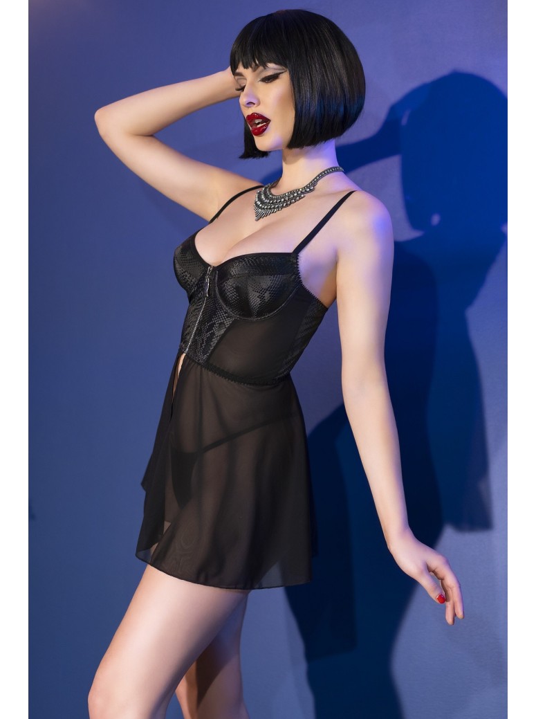 sensuale corsetto pitonato effetto babydoll completo di perizoma