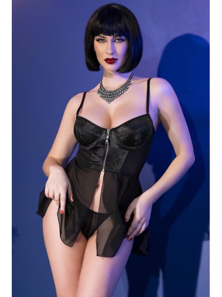 sensuale corsetto pitonato effetto babydoll completo di perizoma sensuale corsetto pitonato effetto babydoll completo di perizoma