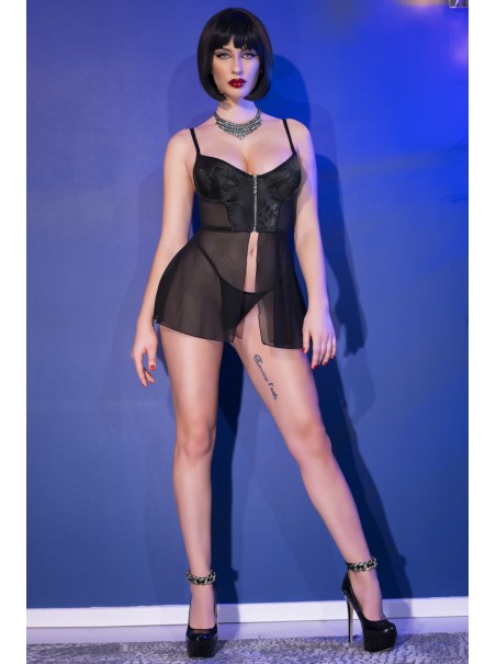 sensuale corsetto pitonato effetto babydoll completo di perizoma sensuale corsetto pitonato effetto babydoll completo di perizoma