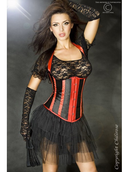 elegante corpetto stringivita nero e rosso con perizoma incluso elegante corpetto stringivita nero e rosso con perizoma incluso