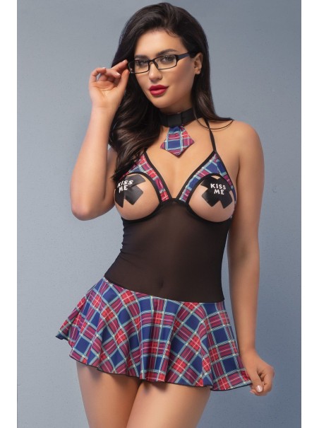 audace abitino da scolaretta con seno scoperto completo di accessori