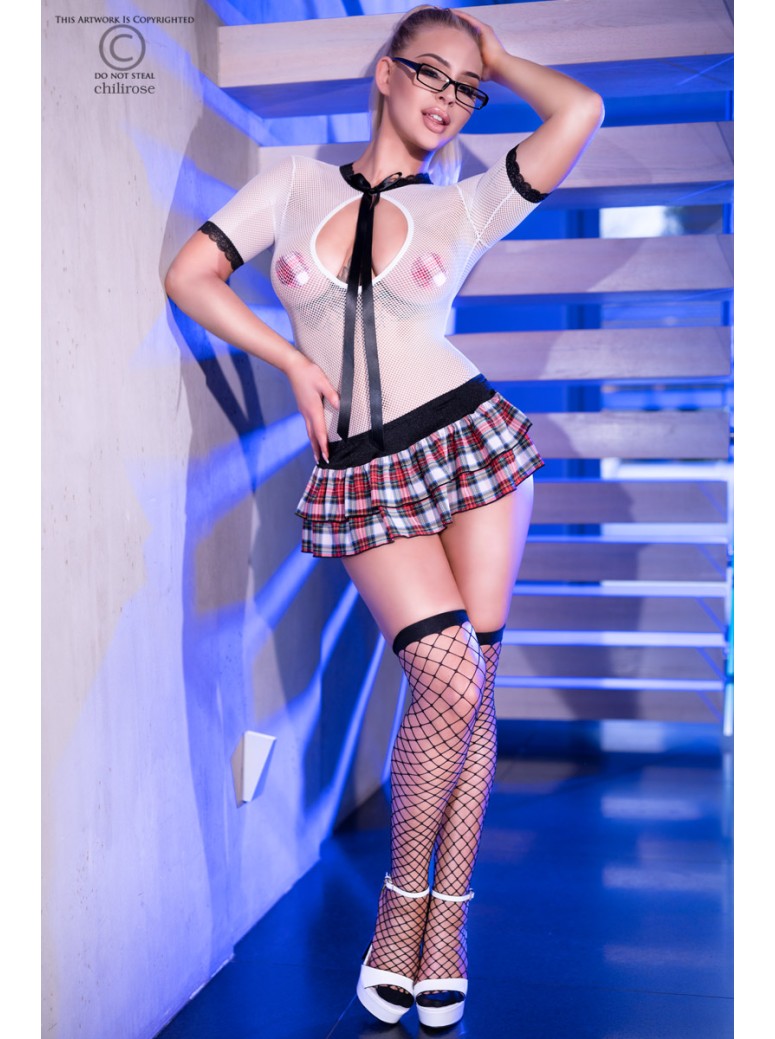 intrigante travestimento da scolaretta 5 pezzi con occhiali inclusi