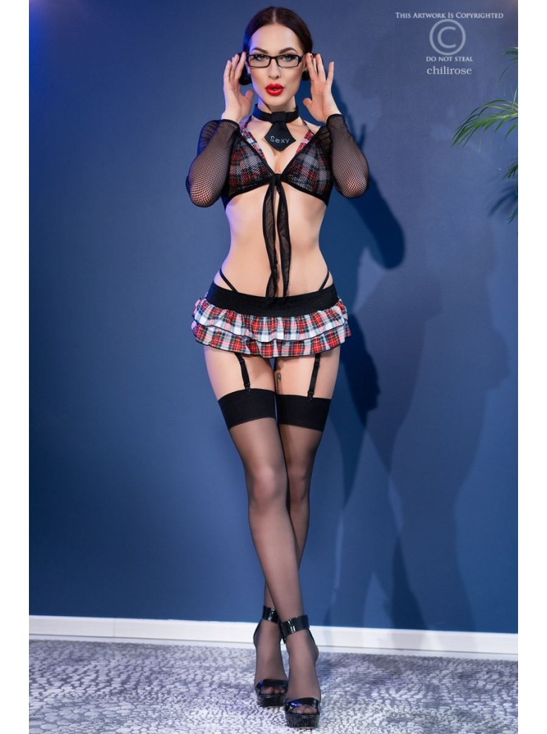 seducente costume da scolaretta 7 pezzi con accessori