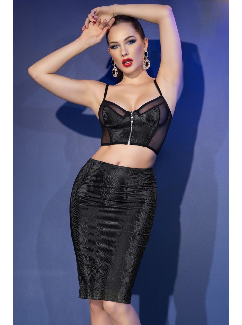 accattivante gonna in ecopelle pitonata