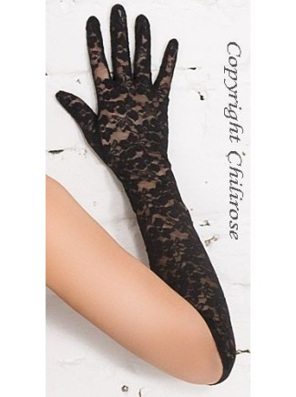 sensuali guanti lunghi in pizzo nero ricamato 2