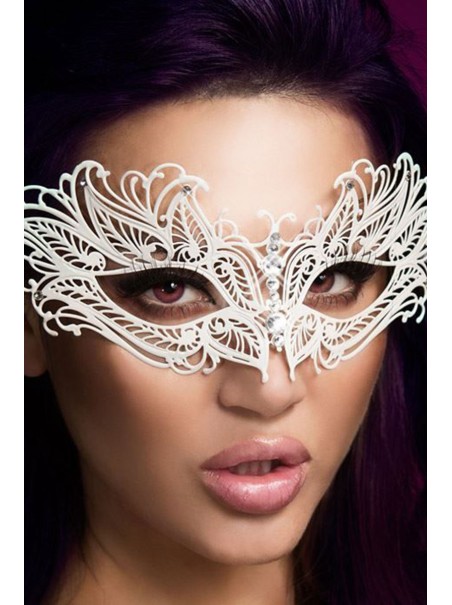 provocante maschera in metallo bianco con strass