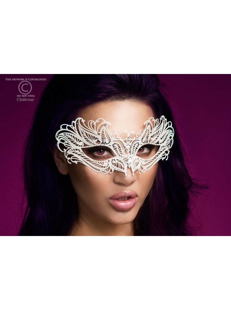 provocante maschera in metallo bianco con strass