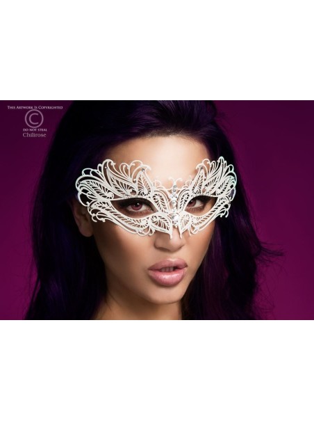 provocante maschera in metallo bianco con strass
