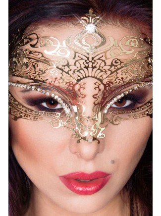 sensuale maschera dorata in metallo con scintillanti strass