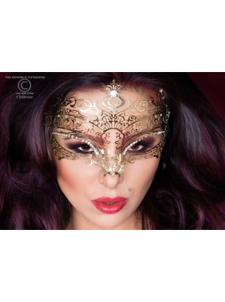 sensuale maschera dorata in metallo con scintillanti strass 2