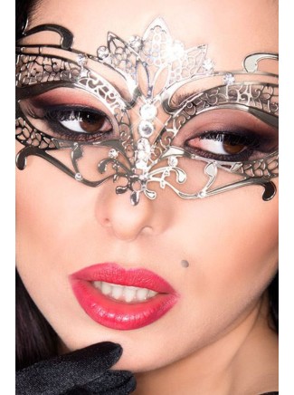 seducente mascherina in metallo argentato con strass