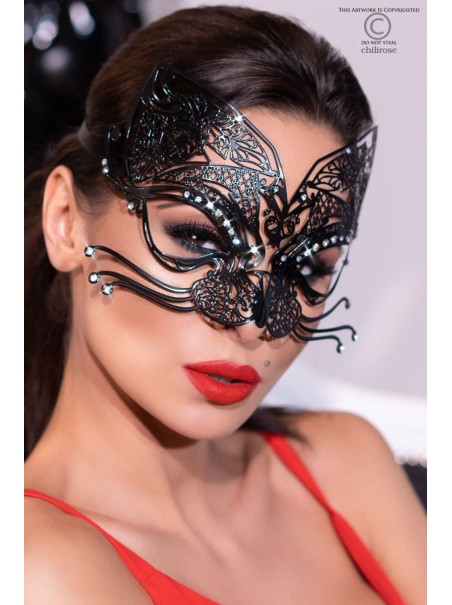 provocante maschera in metallo da gattina in metallo con strass