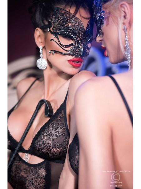 provocante maschera in metallo da gattina in metallo con strass